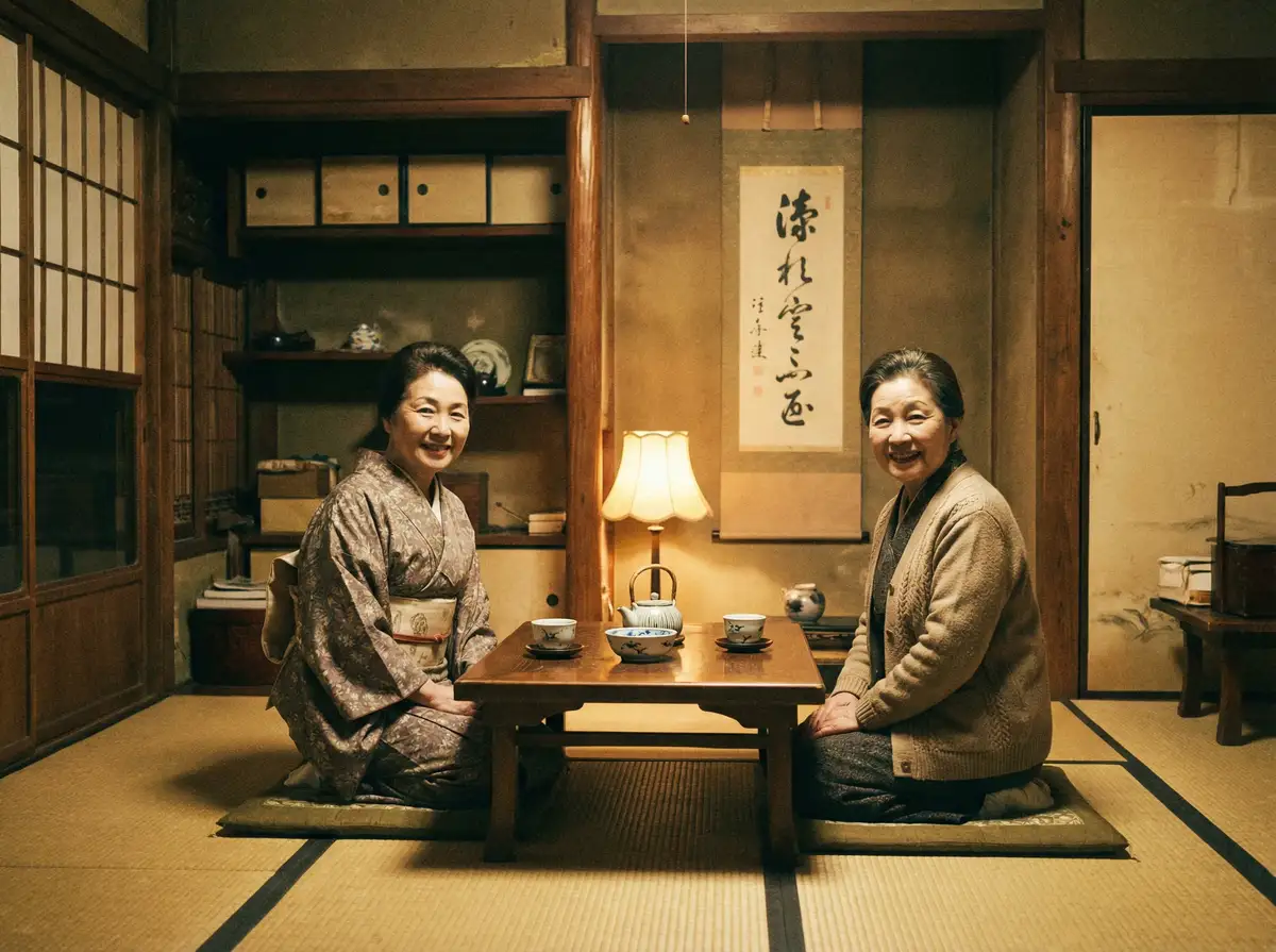 两位优雅的 美女网站18-高清美女写真|福利视频|每日更新专区 在日式茶室中品茶交谈